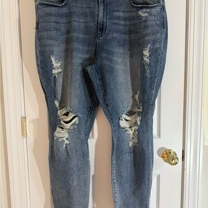Judy Blue Blue Skinny Jeans with Distressed Rips